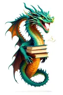 dragon protecting books flying tattoo design idea