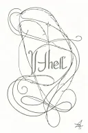 name Jhezell in discrete with numbers 224 incorporated tattoo design idea