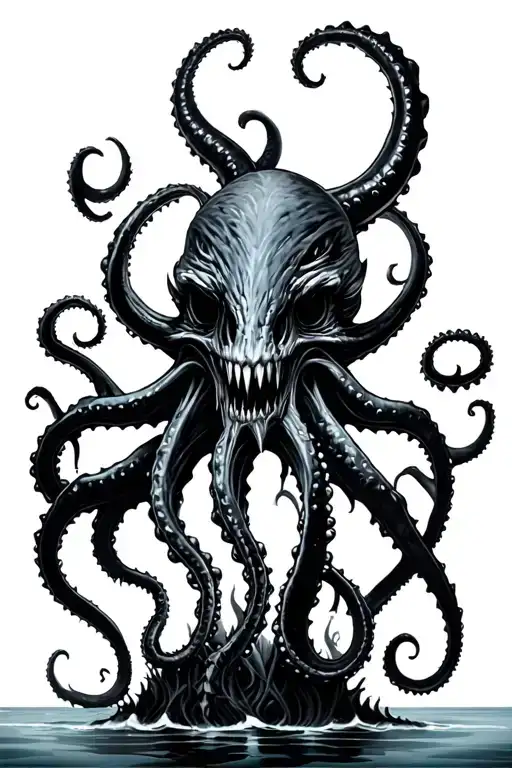 kraken black and grey tattoo design idea