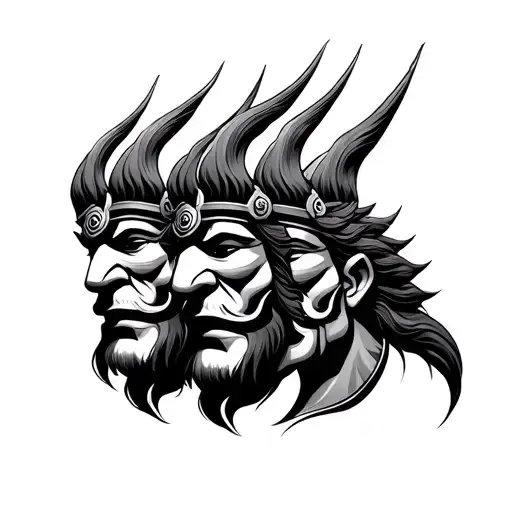 ravana ten heads tattoo design idea