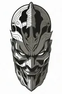 yoshimitsu tekken with sword, helmet only tattoo design idea