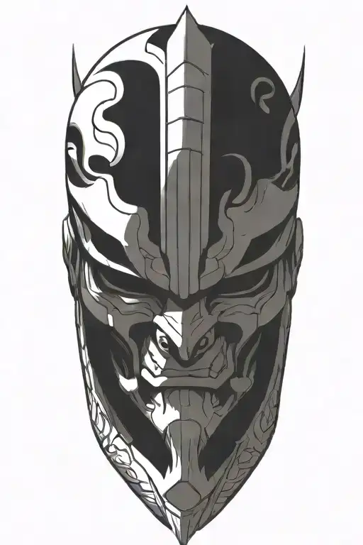 yoshimitsu tekken with sword, helmet only tattoo design idea