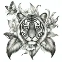 W/tiger lilly flower/football/wife and 3 kids represented by sparrows tattoo design idea
