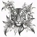 W/tiger lilly flower/football/wife and 3 kids represented by sparrows tattoo design idea