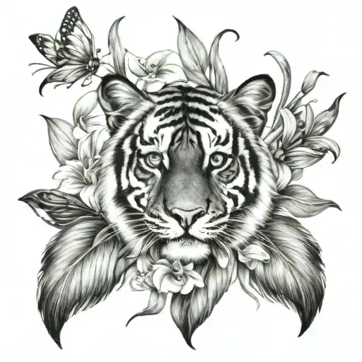 W/tiger lilly flower/football/wife and 3 kids represented by sparrows tattoo design idea