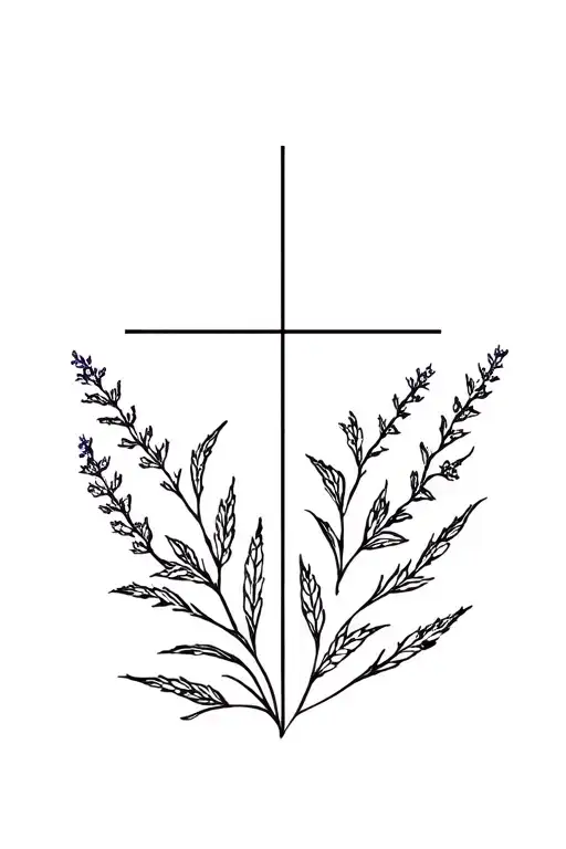 cross with fireweed tattoo design idea