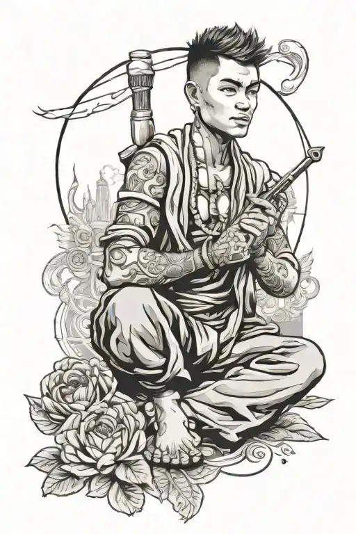 Create a tattoo of a boy who work for his life mission of a best contractor in development of nepal tattoo design idea