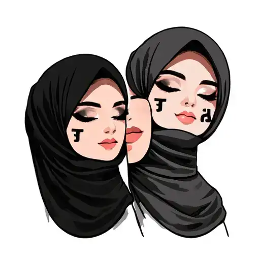 name کشش on bum with hijab face close to the name tattoo design idea