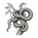 snake wrapped around willow tree  tattoo design idea