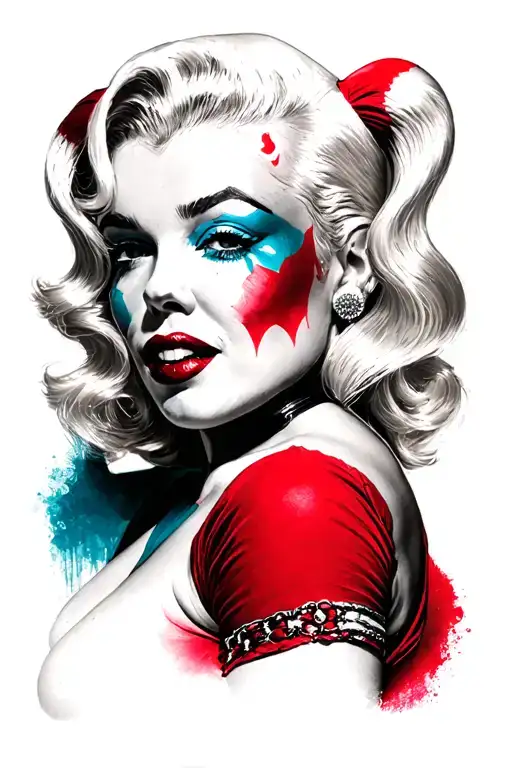 marylin monroe harley quinn tattoo design idea