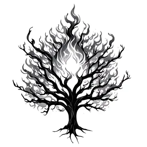 burning bush tattoo design idea