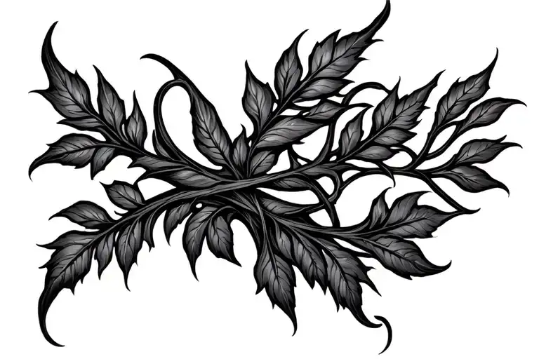 gothic cathedral with leaves intertwined tattoo design idea