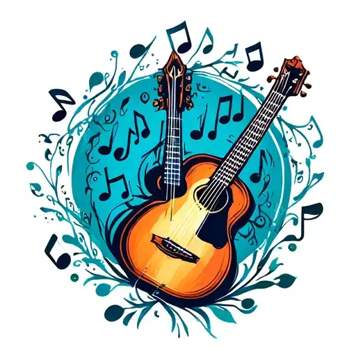 bluegrass music notes tattoo design idea