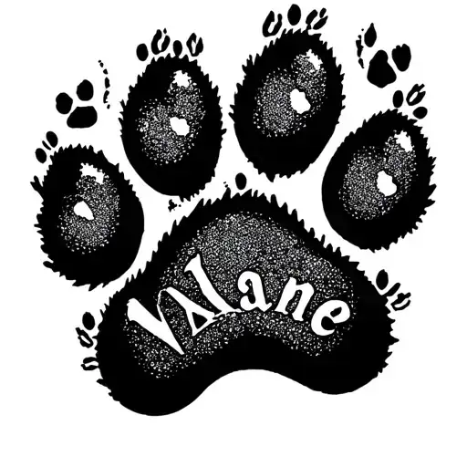 paw print with pet name tattoo design idea