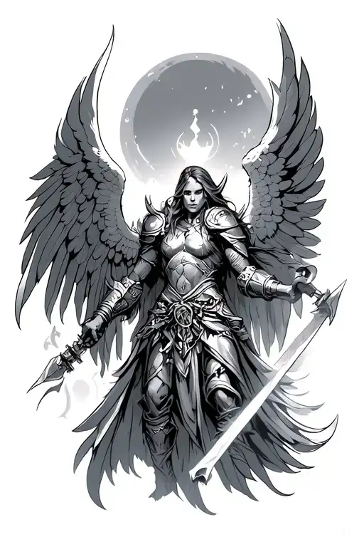 Winged Husar and War Angel like in Magic The Gathering tattoo design idea
