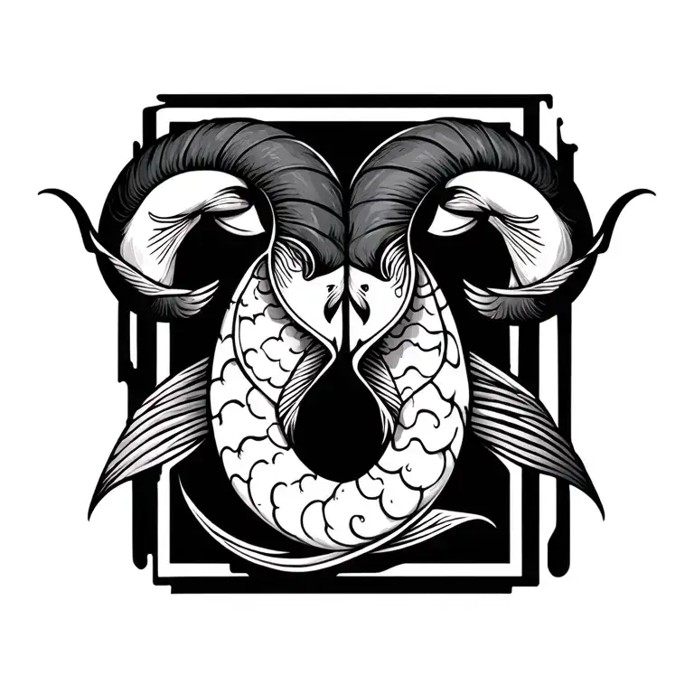 pisces and Aries symbols combined zodiac signs tattoo design idea