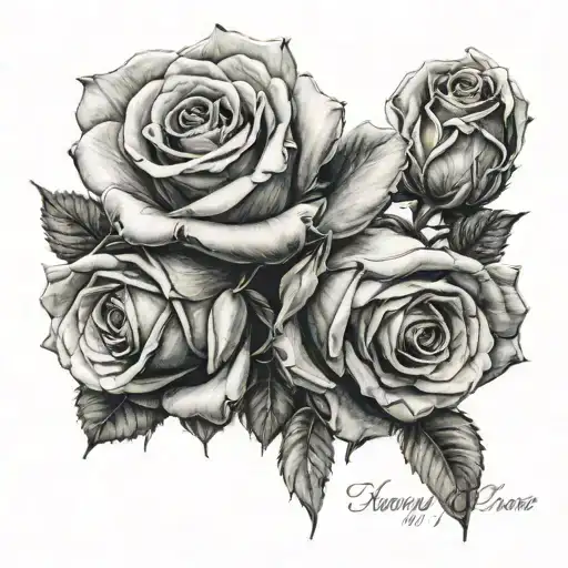 Wolfe roses raised by mom and grandma holding hands tattoo design idea