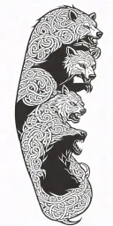 nordic knotwork bear fighting a wolf  tattoo design idea
