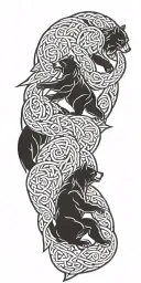 nordic knotwork bear fighting a wolf  tattoo design idea