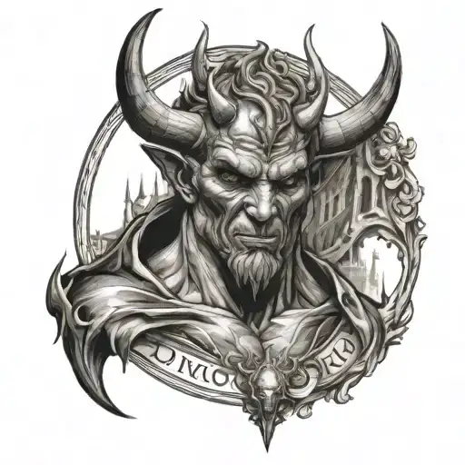 duomo milan badge devil tattoo design idea