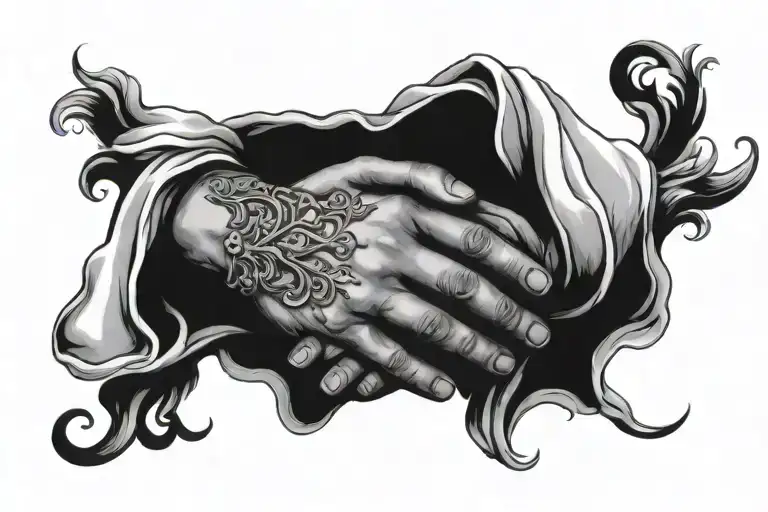 prayer hands with Jesus Christ holding tattoo design idea