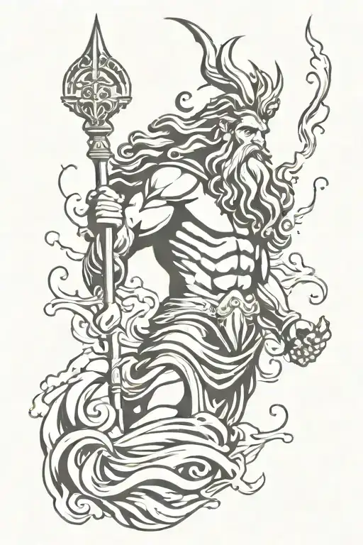 Poseidon mythology tattoo design idea