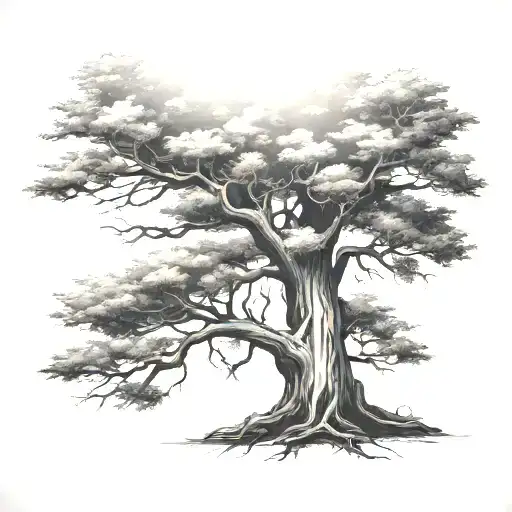 old growth tree tattoo design idea