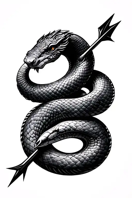 sagittarius arrow with snake tattoo design idea