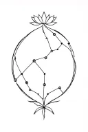 constellation of aries, Scorpio sign, lotus flower tattoo design idea