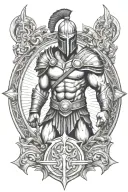 Ares god of war ready for war sword shield no borders tattoo design idea