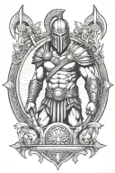 Ares god of war ready for war sword shield no borders tattoo design idea