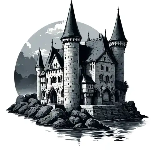 castle, investment graph, strong hand holding, acreditar tattoo design idea