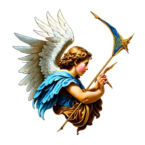 angel shoots arrow and signs tattoo design idea