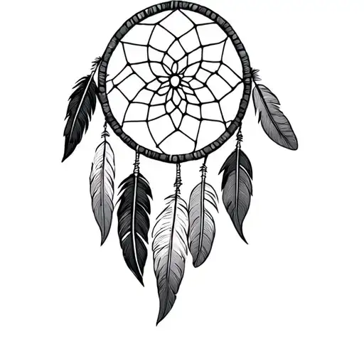 Combine Native American feathers and dream catcher elements into a unique design tattoo design idea