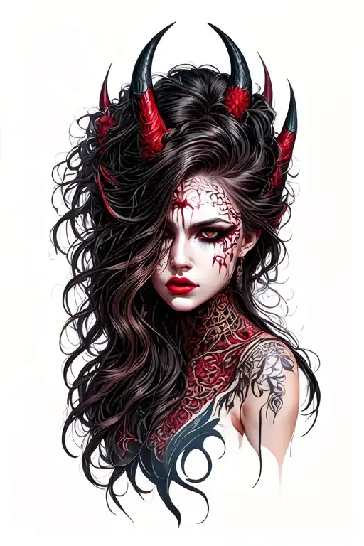beautiful evil woman tattoo design idea