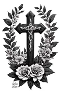 cross with remembrance of my dad memorial piece tattoo design idea