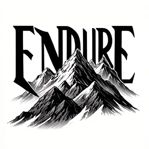 the word endure in the shape of mountain range. just the word itself tattoo design idea