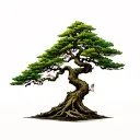 half dead bonsai tree tattoo design idea