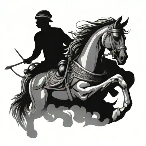 India chariot war tattoo mix with roman horse jumping tattoo design idea