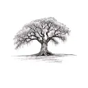 realistic live oak tree with Spanish moss covered tree tattoo design idea