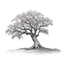 realistic live oak tree with Spanish moss covered tree tattoo design idea