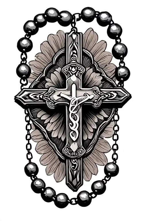 Rosary beads tattoo design idea