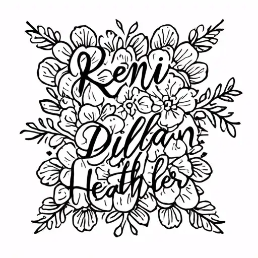 mothers tattoo for children named Remi, Dillan and Heather tattoo design idea