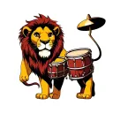 simba and drums tattoo design idea