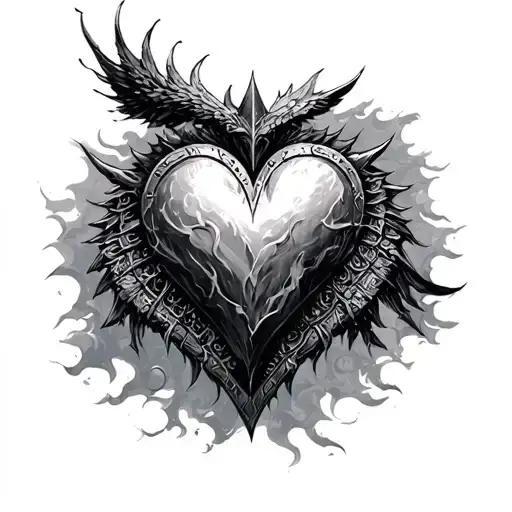 warrior in a storm/ heart/ symbol of strength/ courage/ love tattoo design idea