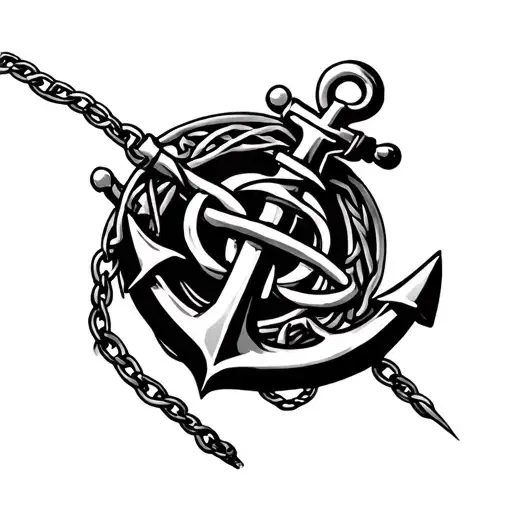 Vegvisir with celtic knot chain into an anchor for shoulder/bicep tattoo design idea