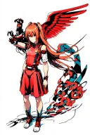 Highly detailed anime illustration of Asuka Langley Soryu from Neon Genesis Evangelion, standing in front of Evangelion  tattoo design idea