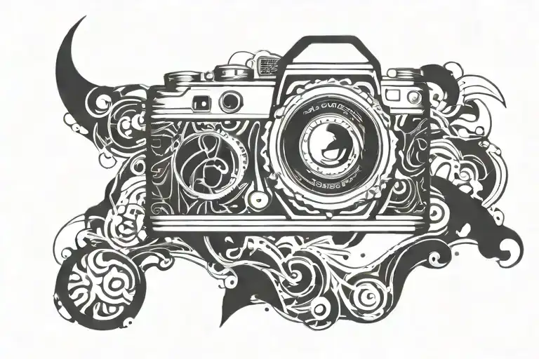 photo camera tattoo design idea