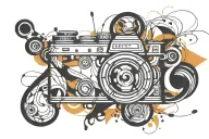 photo camera tattoo design idea
