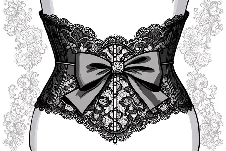 garter belt lace patterns corset bow tattoo design idea